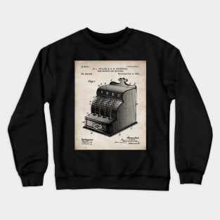 Cash Register Patent - Entrepreneur Office Decor Art - Antique Crewneck Sweatshirt